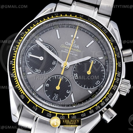 HR공장 오메가 스피드마스터 레이싱 크로노그래프 블랙옐로우 그레이다이얼 브레이슬릿 Speedmaster Racing Chrono 40mm SS/SS Gry/Blk HRF C3330