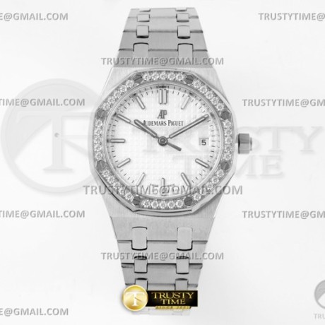 8F공장 오데마피게 로얄오크 34MM 스틸 다이아몬드베젤 화이트다이얼 브레이슬릿 오토메틱Royal Oak 34mm Diam SS/SS White 8F A5800