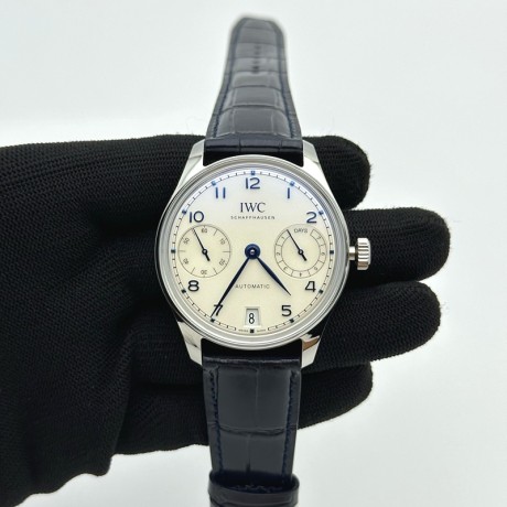 APS공장 IWC 포르투기저 스틸 화이트다이얼 블루가죽스트랩 Portugieser Automatic 42mm SS APSF 1:1 Best Edition White Dial Blue Marker on Blue Leather Strap A52011