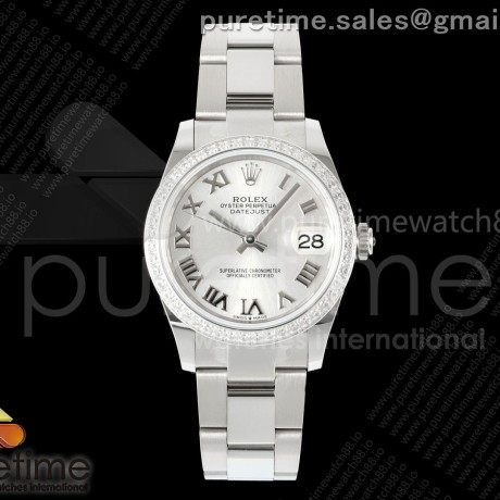AR공장 롤렉스 레이디 데이저스트 31 실버다이얼 로만인덱스 다이아몬드베젤 오이스터브레이슬릿 DateJust 31 SS ARF 1:1 Best Edition Silver Roman Dial Diamonds Bezel on Oyster Bracelet ETA2688
