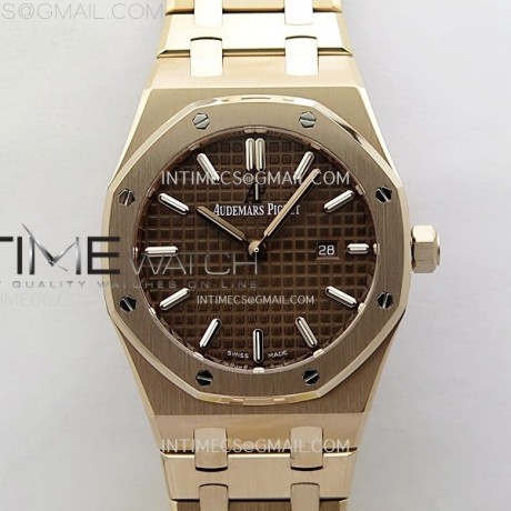 ZF공장 오데마피게 레이디 로얄오크 로즈골드금통 브라운다이얼 브레이슬릿 Lady Royal Oak 33mm 67651 RG ZF 1:1 Best Edition Brown Textured Dial on RG Bracelet RONDA Quartz