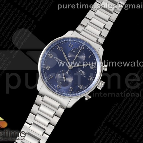 AZ공장 IWC 포르투기저 블루다이얼 브레이슬릿 3716 Portuguese Chrono IW3716 SS AZF 1:1 Best Edition Blue Dial on SS Bracelet A69355