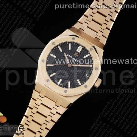 APS공장 오데마피게 로얄오크 15500 로즈골드금통 블랙다이얼 브레이슬릿 Royal Oak 41mm 15500 RG APSF 1:1 Best Edition Black Textured Dial on RG Bracelet SA4302 Super Clone
