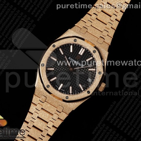 IP공장 오데마피게 로얄오크 15500 로즈골드금통 블랙다이얼 브레이슬릿 Royal Oak 41mm 15500 Frosted RG IPF 1:1 Best Edition Black Textured Dial on RG Bracelet SA4302 Super Clone