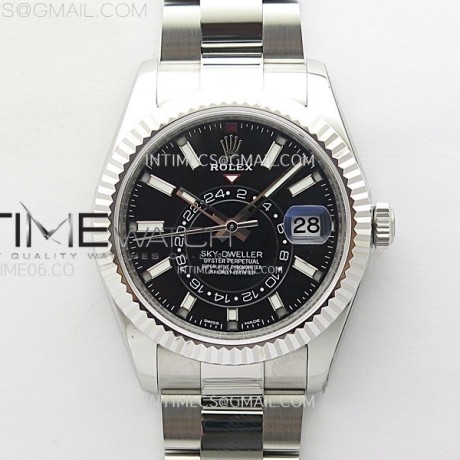 ZF공장 롤렉스 스카이드웰러 스틸 블랙다이얼 브레이슬릿  Sky-Dweller 326934 904L SS ZF 1:1 Best Edition Black Dial on SS Bracelet Asian 2824