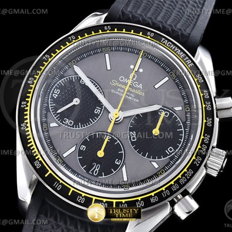 HR공장 오메가 스피드마스터 레이싱 크로노그래프 블랙옐로우 그레이다이얼 러버스트랩 Speedmaster Racing Chrono 40mm SS/RU Gry/Blk HRF C3330