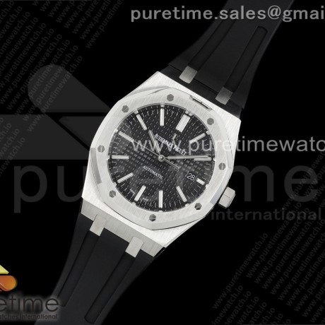 APS공장 오데마피게 로얄오크 15400 스틸 블랙다이얼 러버스트랩 Royal Oak 41mm 15400 SS APSF 1:1 Best Edition Black Textured Dial on Black Rubber Strap SA3120 Super Clone V3