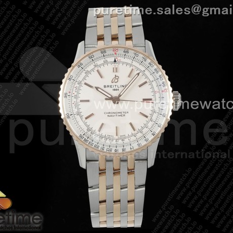 TF공장 브라이틀링 내비타이머 41미리 로즈골드콤비 화이트다이얼 브레이슬릿 Navitimer Automatic 41mm SS/RG TF 1:1 Best Edition White Dial on SS/RG Bracelet A2824
