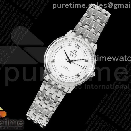 HR공장 오메가 드 빌 36.8 스틸 화이트 서클다이얼 브레이슬릿 De Ville 36.8mm SS HRF 1:1 Best Edition White Dial Black Marker on SS Bracelet A2824