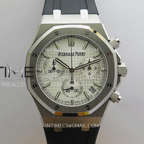 DD공장 오데마피게 로얄오크 크로노그래프 26240 스틸 화이트다이얼 러버스트랩 Royal Oak Chrono 26240 SS V2 DDF 1:1 Best Edition Silver Dial On Black Rubber Strap Super Clone DD4401