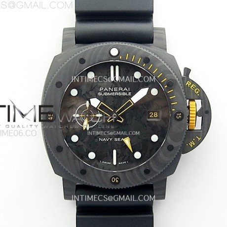 VS공장 파네라이 PAM1324 카보테크 카본다이얼 러버스트랩 PAM1324 Carbotech 44mm GMT VSF 1:1 Best Edition Carbon Dial on Black Rubber Strap P.9011