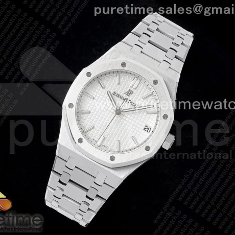SF공장 오데마피게 로얄오크 15500 스틸 화이트다이얼 브레이슬릿 Royal Oak 41mm 15500 SS SF 1:1 Best Edition White Dial on SS Bracelet SA4302 Super Clone