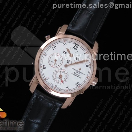 K11공장 바쉐론콘스탄틴 말테 듀얼타임 레귤레이터 로즈골드 화이트다이얼 가죽스트랩 Malte Dual Time Regulator RG White Dial on Black Leather Strap A23J