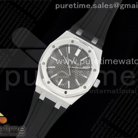 APS공장 오데마피게 로얄오크 15400 스틸 그레이다이얼 러버스트랩 Royal Oak 41mm 15400 SS APSF 1:1 Best Edition Gray Textured Dial on Black Rubber Strap SA3120 Super Clone V3