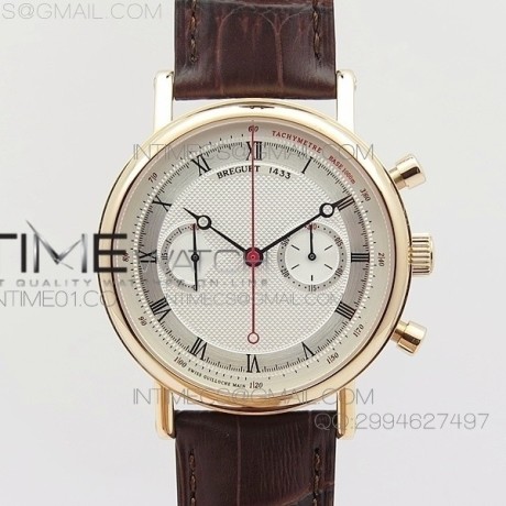 브레게 Classaique 5287 로즈골드금통 화이트다이얼 레드크로노핸즈