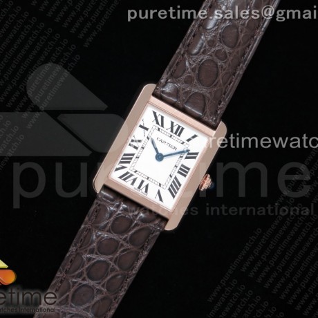 K11공장 까르띠에 로즈골드금통 탱크솔로 24MM 악어가죽스트랩 Tank Solo 24mm K11F RG White Dial on Brown Leather Strap Ronda Quartz