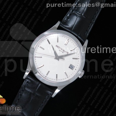 OX공장 파텍필립 칼라트라바 5296 스틸 화이트다이얼 가죽스트랩 Calatrava 5296G SS White Dial SS Hand on Black Leather Strap A324