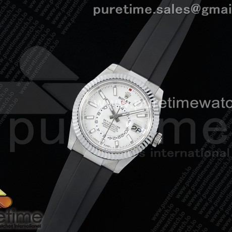 Noob공장 롤렉스 스카이드웰러 스틸 화이트다이얼 러버스트랩 Skydweller SS Noob Best Edition White Dial on Oysterflex Strap A23J 눕