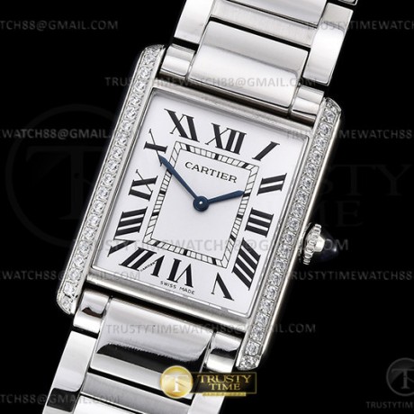 K11공장 까르띠에 탱크 머스트 라지 스틸 다이아몬드베젤 화이트다이얼 브레이슬릿 CAR0548B - Cartier Tank Must Large Dia SS/SS Wht K11 Sw Qtz