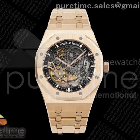 THB공장 오데마피게 로얄오크 41 오픈워크 15407 로즈골드금통 스켈레톤다이얼 브레이슬릿 Royal Oak 41mm Openworked 15407 RG THBF 1:1 Best Edition on RG Bracelet SA3132 V2