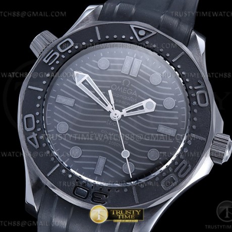 TWS공장 오메가 씨마스터 다이버300 스틸 블랙물결텍스쳐다이얼 러버스트랩 Seamaster 300m 43.5mm CER/RU All Black TWSF Asia 8806