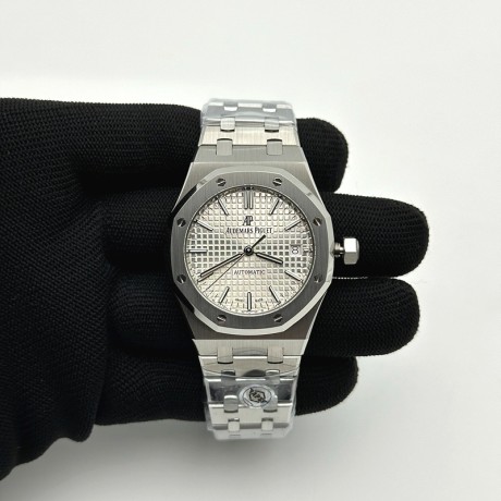 APS공장 오데마피게 로얄오크 15450 화이트다이얼 브레이슬릿 Royal Oak 37mm 15450 SS APSF 1:1 Best Edition White Textured Dial on SS Bracelet SA3120 Super Clone