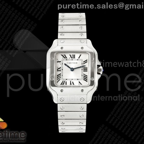 8848공장 까르띠에 산토스 스몰 스틸 화이트다이얼 브레이슬릿 Santos 27mm SS 8848F 1:1 Best Edition Silver Dial on SS Bracelet Quartz
