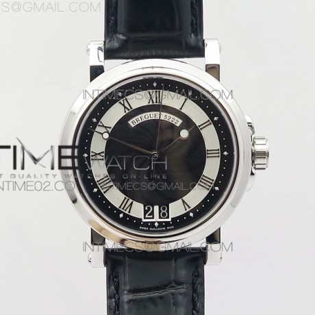 HG공장 브레게 마린 스틸 블랙다이얼 가죽스트랩 MARINE 5222 SS BLACK DIAL ON BLACK LEATHER STRAP ASIAN CAL.517GG(FREE RUBBER STRAP)