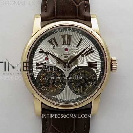 YS공장 로져드뷔 오마주 로즈골드금통 실버다이얼 블랙스트랩 더블 투어빌론 Hommage RG YSF Silver Dial On Black Croco Leather Strap Double Tourbillon