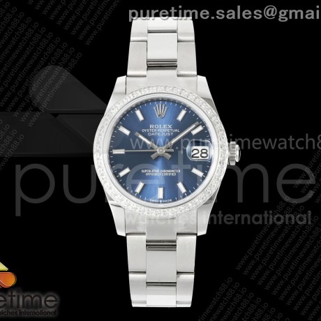 AR공장 롤렉스 레이디 데이저스트 31 블루다이얼 다이아몬드베젤 오이스터브레이슬릿 DateJust 31 SS ARF 1:1 Best Edition Blue Stick Dial Diamonds Bezel on Oyster Bracelet ETA2688