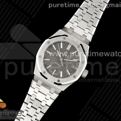 APS공장 오데마피게 로얄오크 15450 그레이다이얼 브레이슬릿 Royal Oak 37mm 15450 SS APSF 1:1 Best Edition Gray Textured Dial on SS Bracelet SA3120 Super Clone