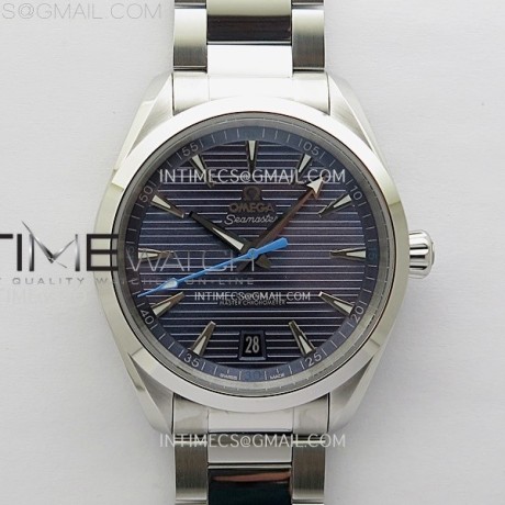 N1공장 오메가 씨마스터 아쿠아테라 150m 블루다이얼 블루핸즈 브레이슬릿 Aqua Terra 150M Master Chronometers N1F Best Edition Blue Dial Blue Second Hand on SS Bracelet A8900
