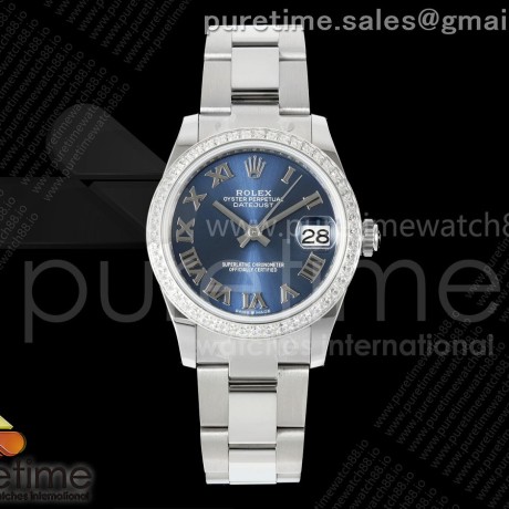 AR공장 롤렉스 레이디 데이저스트 31 블루다이얼 로만인덱스 다이아몬드베젤 오이스터브레이슬릿 DateJust 31 SS ARF 1:1 Best Edition Blue Roman Dial Diamonds Bezel on Oyster Bracelet ETA2688