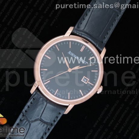 오데마피게 쥴스 오데마 데이트 39mm 로즈골드금장 블랙다이얼 가죽스트랩 Jules Audemars Date 39mm RG Black Dial on Black Leather Strap MIYOTA 9015