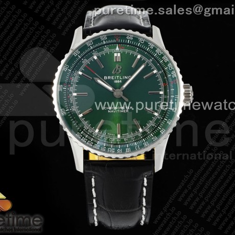 TF공장 브라이틀링 내비타이머 41미리 그린다이얼 가죽스트랩 Navitimer Automatic 41mm SS TF 1:1 Best Edition Green Dial on Black Leather Strap A2824