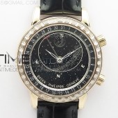 AI공장 파텍 6104P 문 로골 블랙다이얼 가죽스트랩 6104P Moon RG AIF Black Dial Diamond Bezel on Black Leather Strap A240