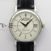 ZF공장 칼라트라바 화이트다이얼 가죽스트랩 Calatrava 5153G-010 SS ZF 1:1 Best Edition White textured dial on Black Leather Strap A324CS