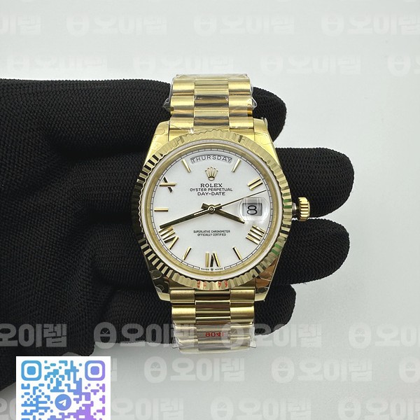 BP공장 롤렉스 데이데이트 40 옐로우골드 금통 화이트다이얼 2836 Day-Date 40mm 228239 BP New Dial Version 904 YG White Roman Markers Dial on YG President Bracelet A2836