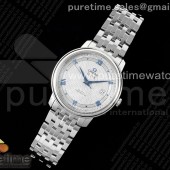 TWS공장 오메가 드 빌 스틸 화이트텍스쳐다이얼 블루인덱스 브레이슬릿 De Ville SS TWF 1:1 Best Edition White Dial Blue Markers on SS Bracelet MIYOTA 9015