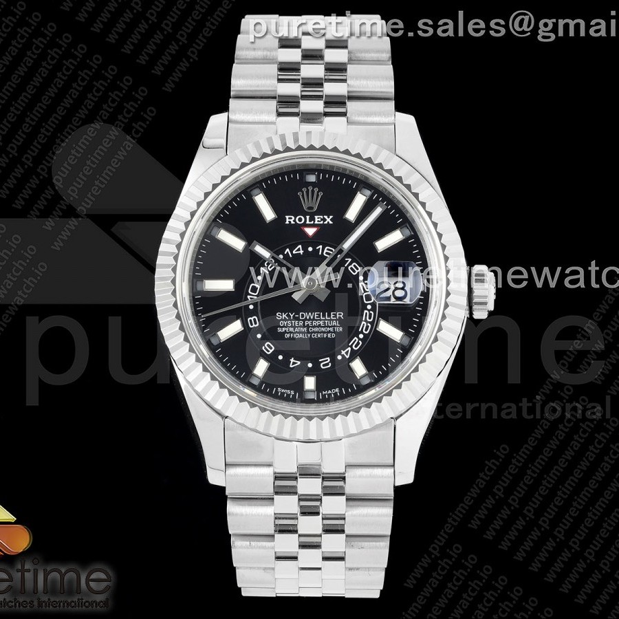 Noob공장 롤렉스 스카이드웰러 스틸 블랙다이얼 쥬빌레브레이슬릿 Skydweller SS Noob Best Edition Black Dial on SS Jubilee Bracelet A23J 눕