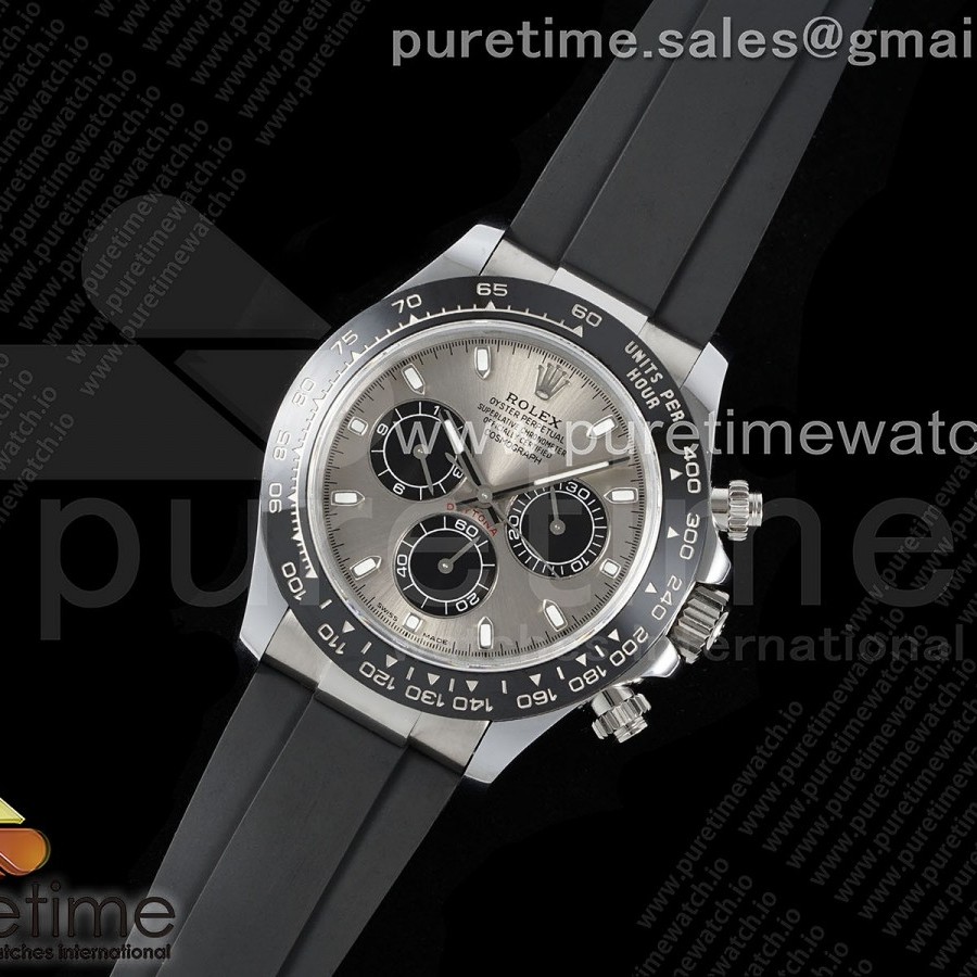 QF공장 롤렉스 세라믹 데이토나 스틸 그레이팬더다이얼 러버스트랩 Daytona 116519 QF 1:1 Best Edition Gray Dial on Oysterflex Strap SH4130 V3 (Gain Weight)