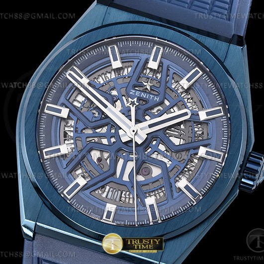 LF공장 제니스 데피 클래식 스켈레톤 PVD블루 블루다이얼 블루러버스트랩 ZEN048D - Defy Classic Skeleton Blue PVD/RU Blue Ske LF V2 A2892