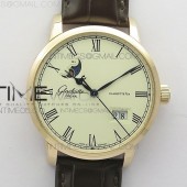 V9공장 오리지널 엑설런스 파노라마 데이트 로골 화이트다이얼 가죽스트랩 Excellence Panorama 40mm Date Moon Phase RG White Dial on Brown Leather Strap A100