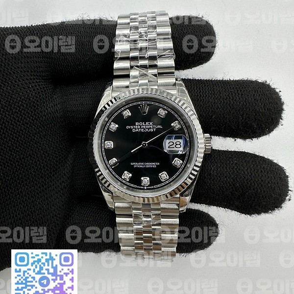 VS공장 롤렉스 데이저스트 36 텐포인트 블랙다이얼 플루티드베젤 쥬빌레브레이슬릿 10p DateJust 36 SS 126234 VSF 1:1 Best Edition 904L Steel Black Diamonds Dial on Jubilee Bracelet VS3235