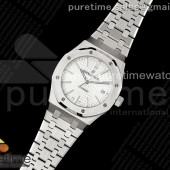 APS공장 오데마피게 로얄오크 15450 화이트다이얼 브레이슬릿 Royal Oak 37mm 15450 SS APSF 1:1 Best Edition White Textured Dial on SS Bracelet SA3120 Super Clone