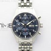 KK공장 IWC 파일럿 크로노그래프 IW388102 브레이슬릿 Pilot Chrono IW388102 KKF 1:1 Best Edition Blue Dial on SS Bracelet A7750 to 69385