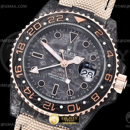 OM공장 롤렉스 GMT마스터2 카본케이스 옐로우커스텀 직물스트랩 GMT Master II GMT Everose FC/NY CAR OMF A3186 CHS