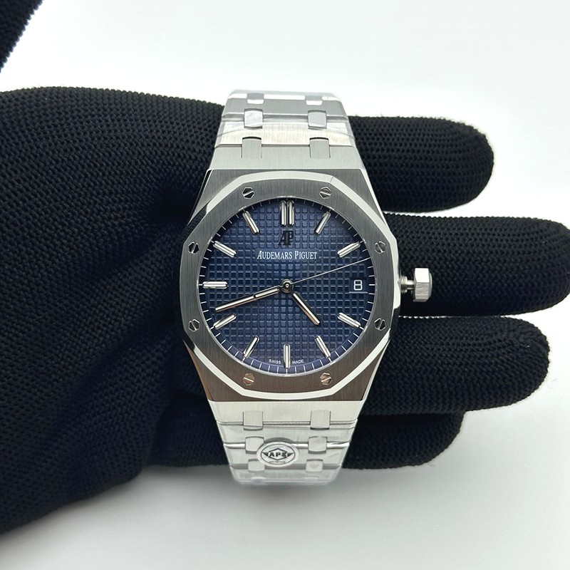 APS공장 오데마피게 로얄오크 15500 스틸 블루다이얼 브레이슬릿 Royal Oak 41mm 15500 SS APSF 1:1 Best Edition Blue Textured Dial on SS Bracelet SA4302 Super Clone