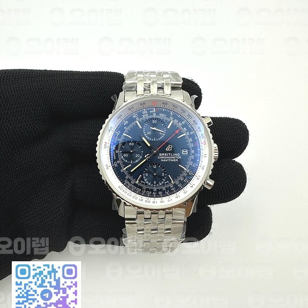 KOR공장 브라이틀링 내비타이머 41미리 블루다이얼 Navitimer 1 41mm SS KOR 1:1 Best Edition SS Blue Dial on SS Bracelet A7750(Free leather strap)
