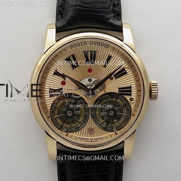 YS공장 로져드뷔 오마주 로즈골드금통 골드다이얼 블랙스트랩 더블 투어빌론 Hommage RG YSF Rose Gold Dial On Black Croco Leather Strap Double Tourbillon